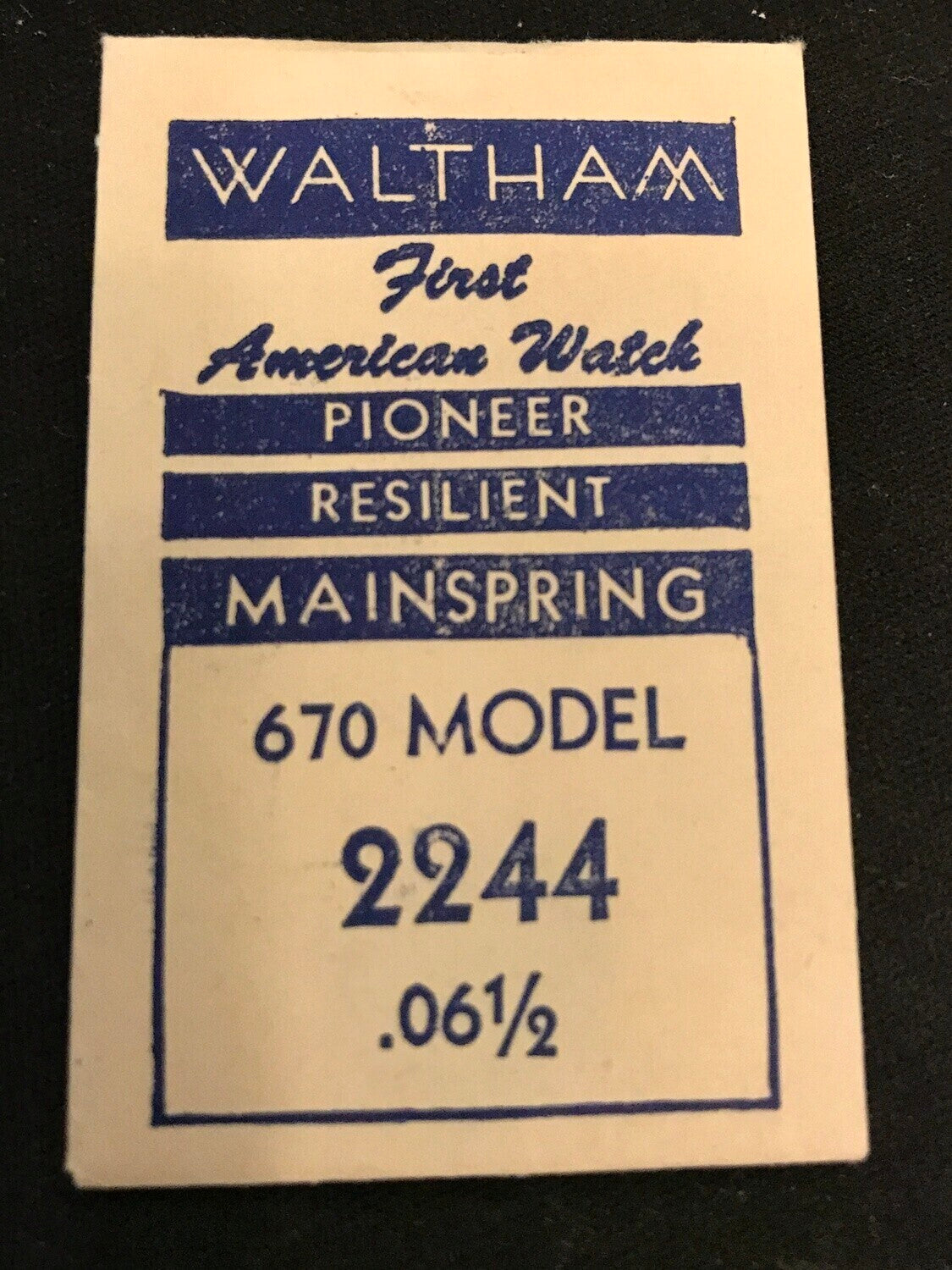 Waltham Factory Mainspring for Model 670 Watches No. 2244 - Steel