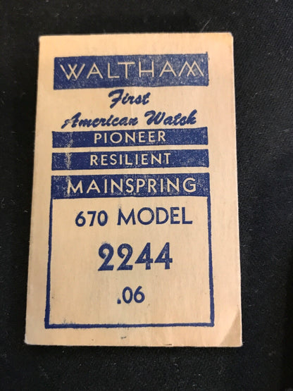 Waltham Factory Mainspring for Model 670 Watches No. 2244 - Steel