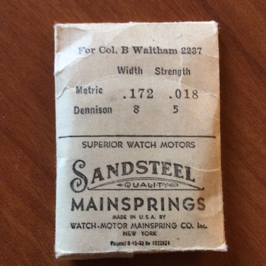 Sandsteel Mainspring for Waltham 12s Colonial 1924 No. 2237 - Steel