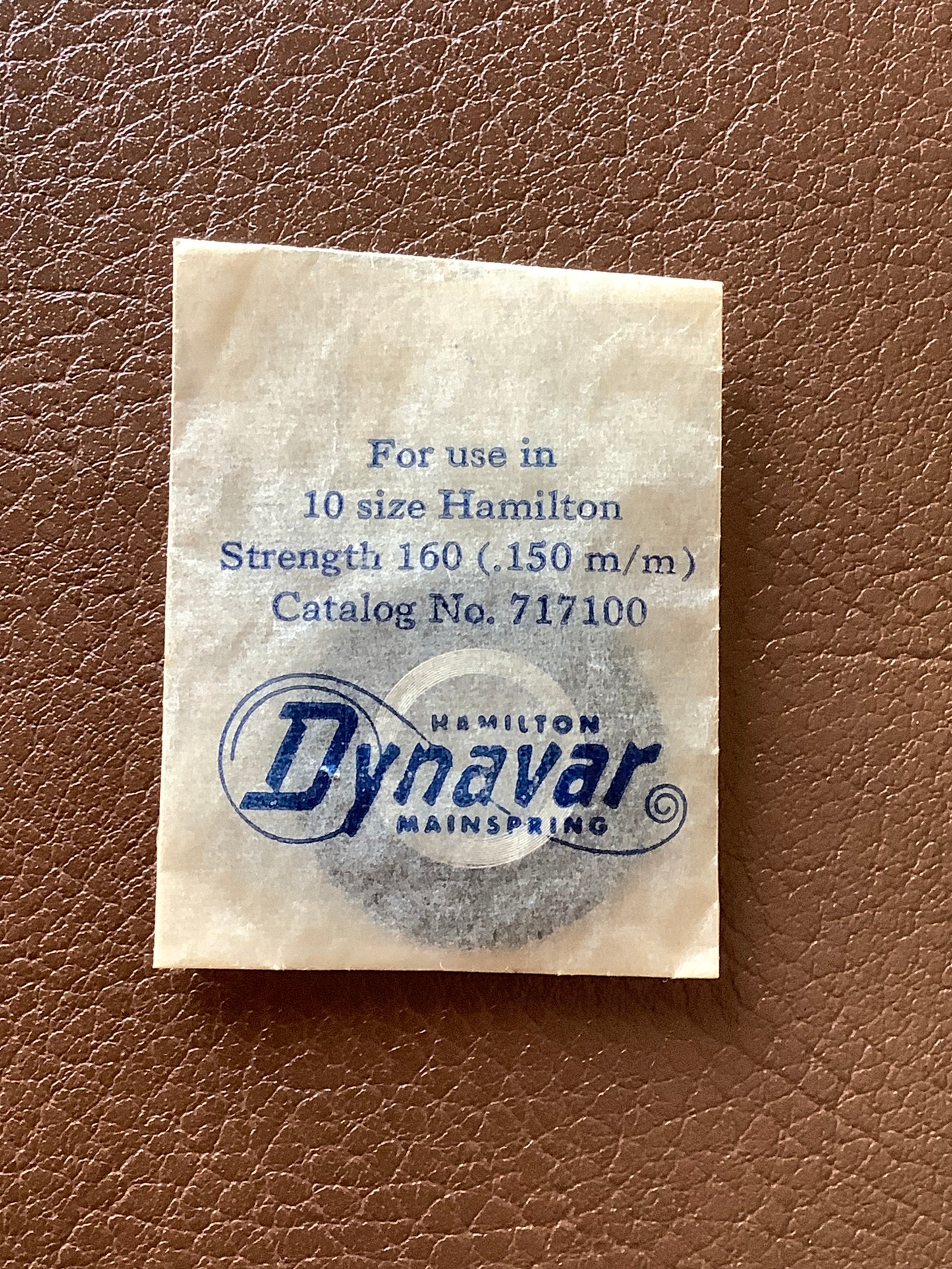 Hamilton Factory Dynavar Mainspring for 10s No. 717100 / 20432 - Alloy