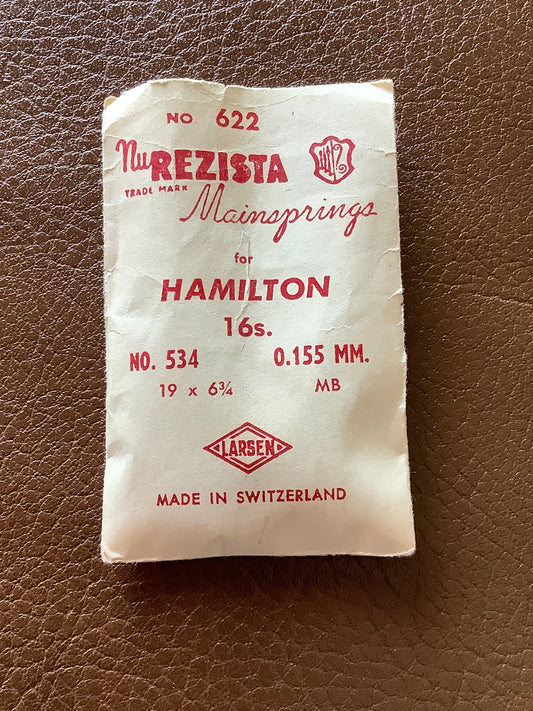 NuRezista Mainspring #622 for 16s Hamilton 992 Factory No. 534 - Steel