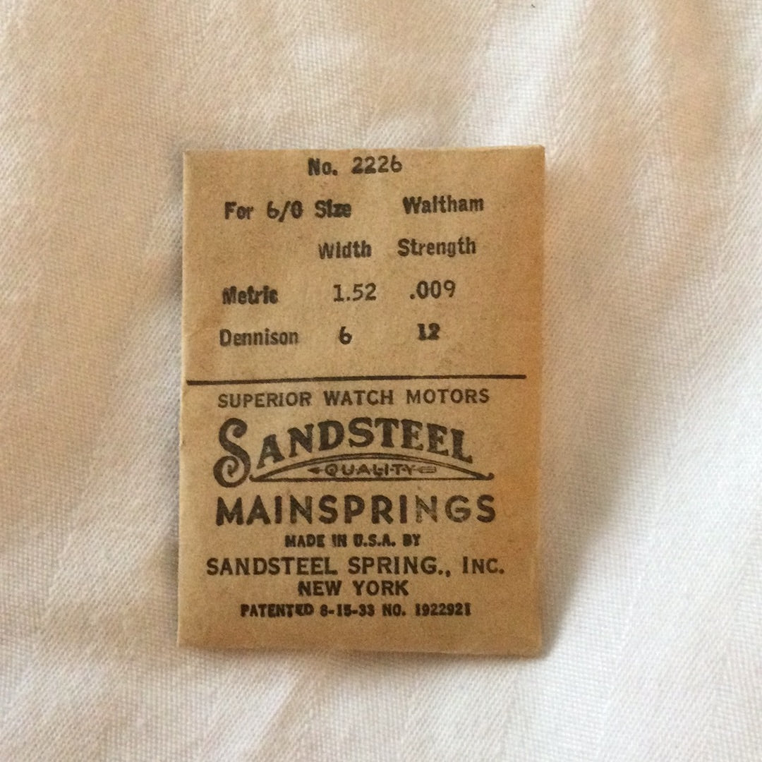 Sandsteel Mainspring for Waltham 6/0s Jewel & 1942 Series #2226 - Steel