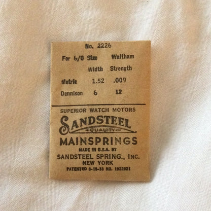 Sandsteel Mainspring for Waltham 6/0s Jewel & 1942 Series #2226 - Steel