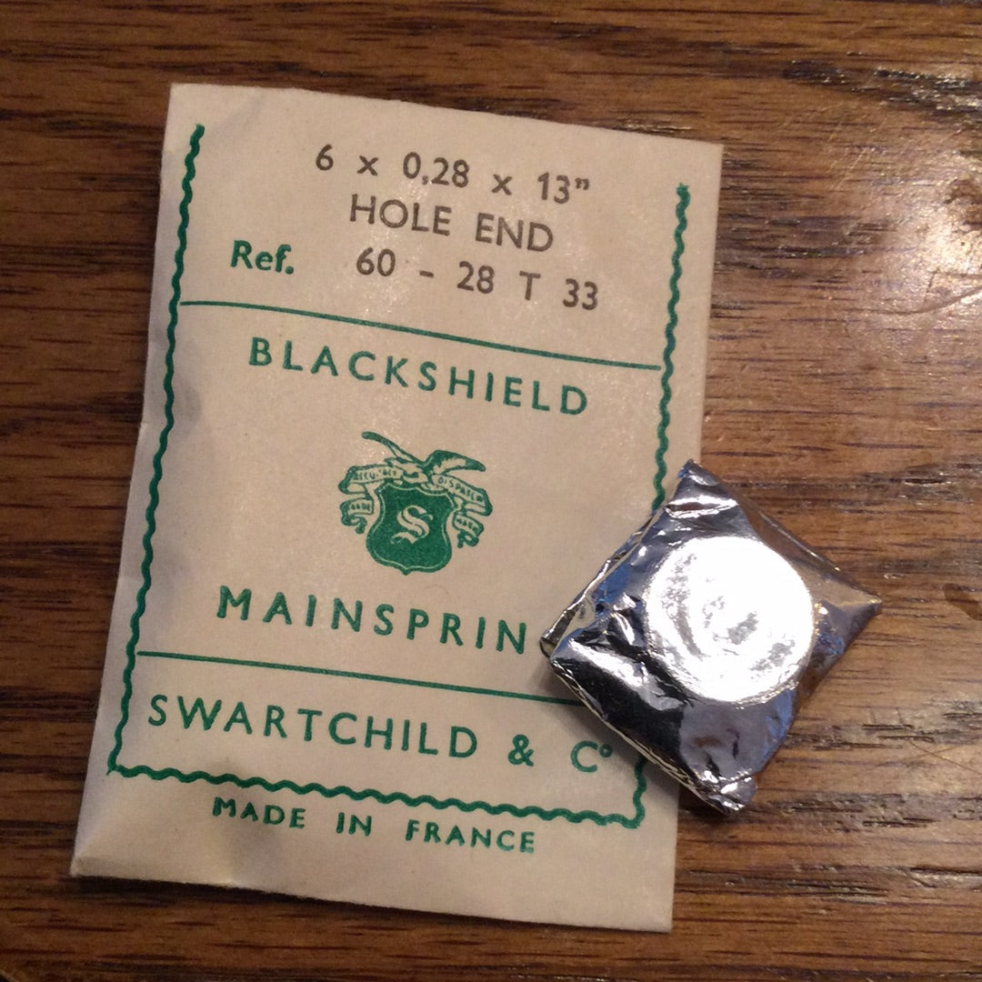 Swartchild Black Shield Clock Mainspring 6.0 x .28 mm x 13” Ref 60-28 T 33