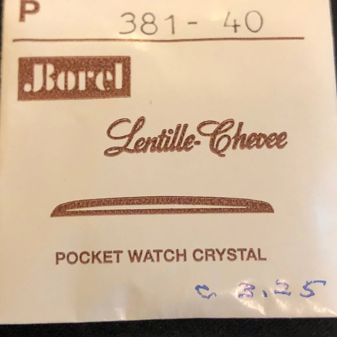 Borel P 381 - 40 Lentille - Chevee 38.1mm Acrylic Pocket Watch Crystal - New