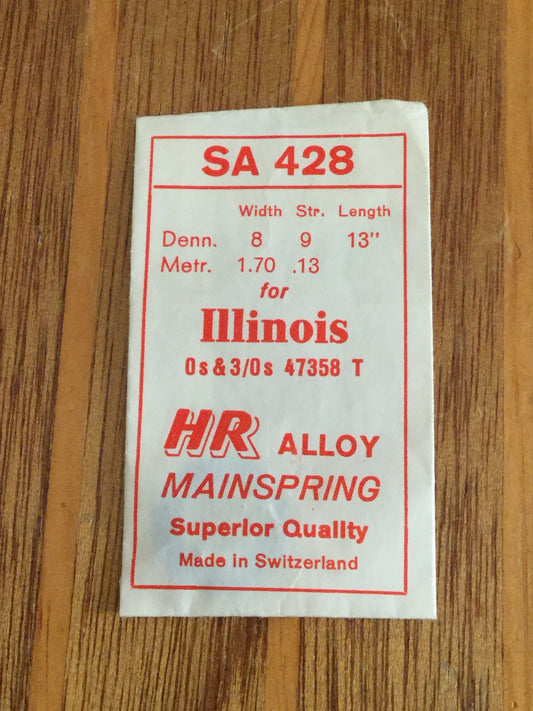 HR Mainspring SA428 for 0s & 3/0s Illinois Pocket Watches #47358 - Alloy