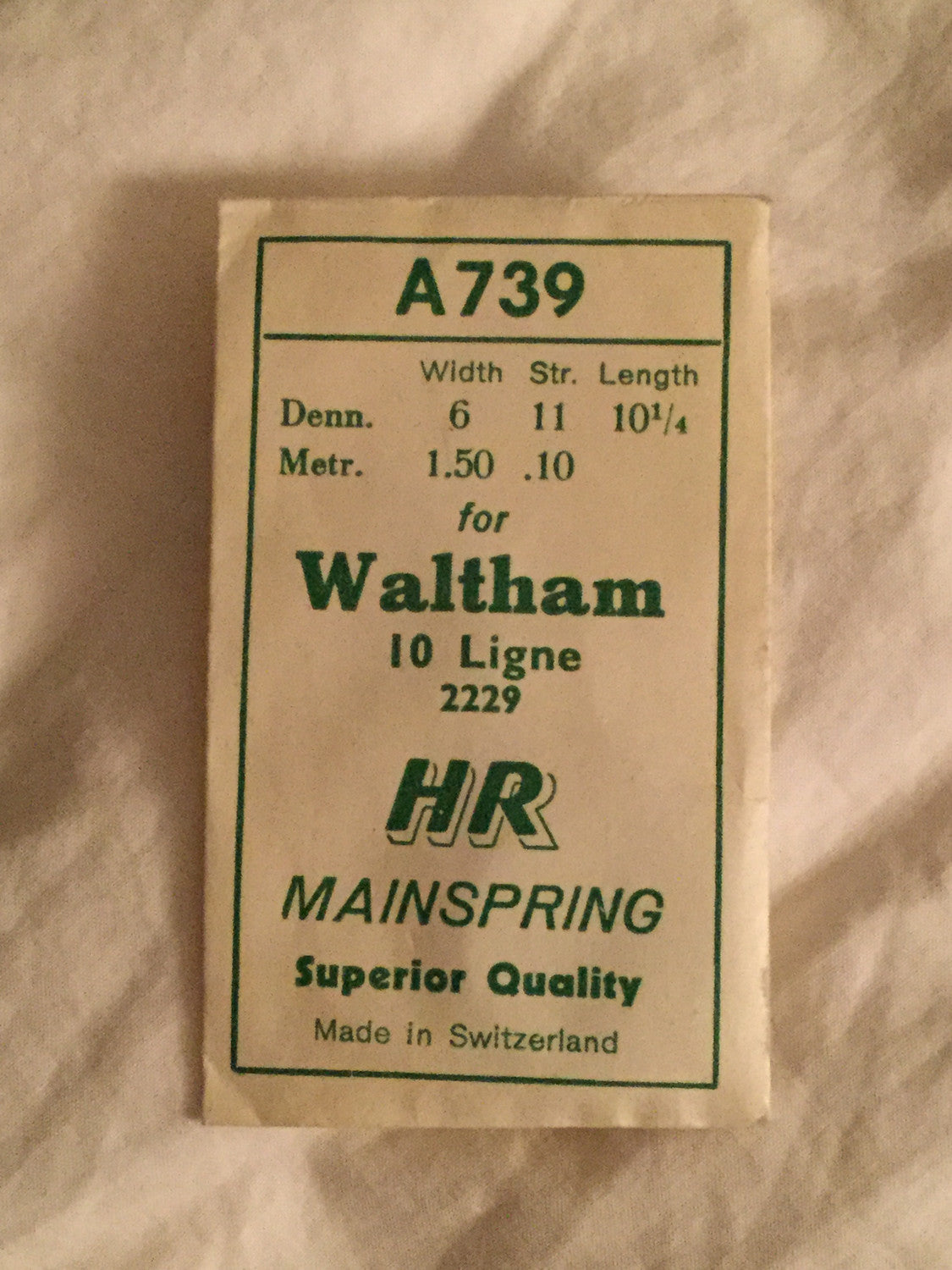 HR Mainspring A739 for 10 ligne Waltham # 2229 - Steel