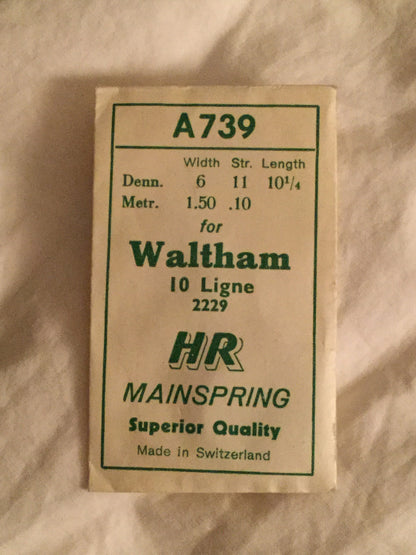 HR Mainspring A739 for 10 ligne Waltham # 2229 - Steel