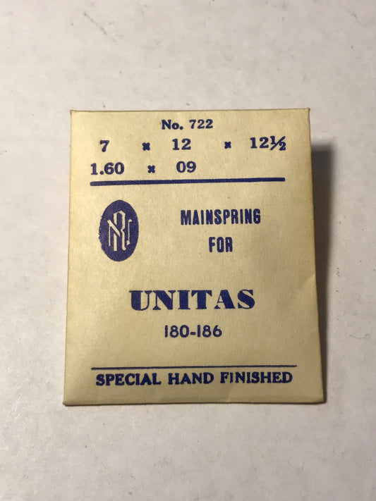 RN Mainspring No. 722 for Unitas caliber 180 -186 movements - steel