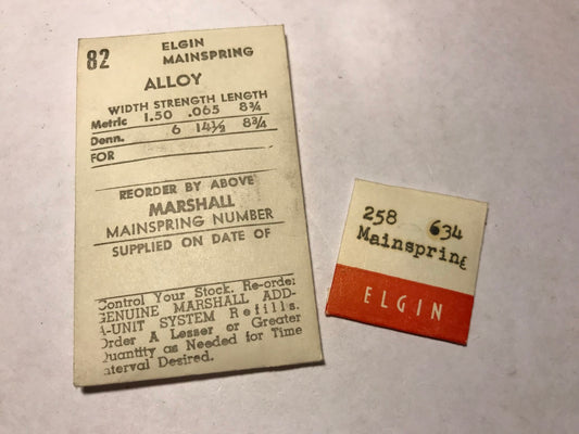 Elgin Factory Mainspring for 17/0s grade 634 automatic - Alloy