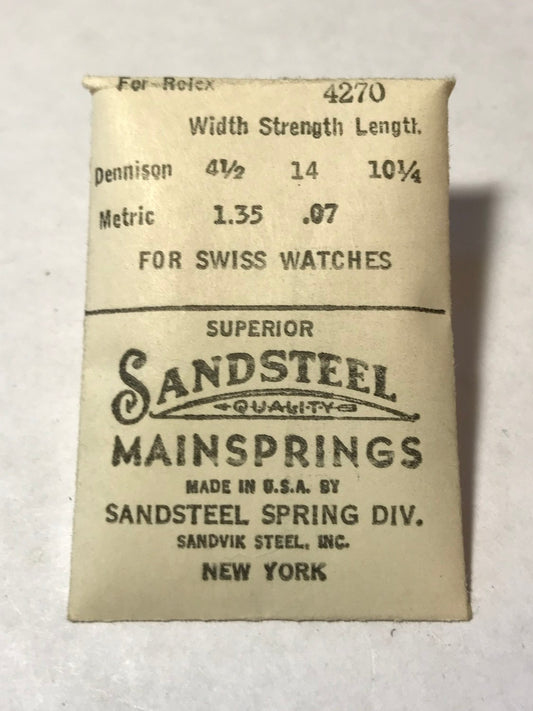 Sandsteel Mainspring #4270 for Rolex 8¾ ligne A.R. Automatic w/ brake - Steel