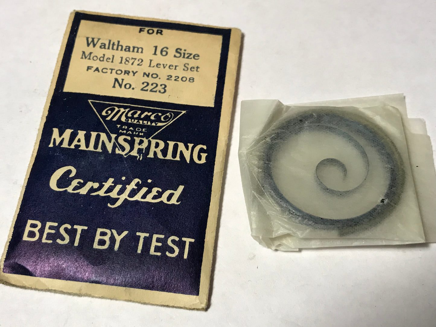 Marco Mainspring #223 for Waltham 16s Factory No. 2208 - Steel