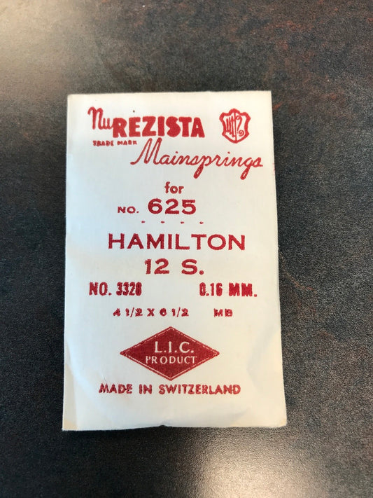 NuREZISTA Mainspring #625 for Hamilton 12s Factory No. 3328- Steel