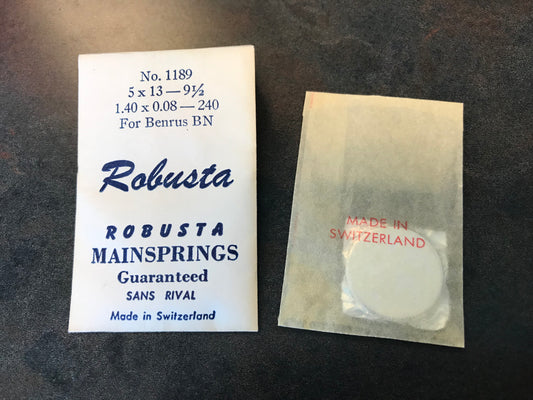 Robusta Mainspring No. 1189 for Benrus caliber BN - Steel
