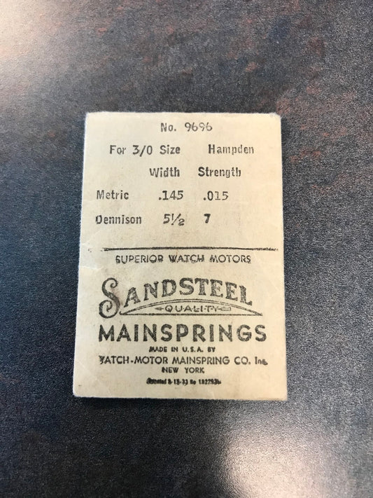Sandsteel Mainspring for Hampden 3/0s #9696 - Steel