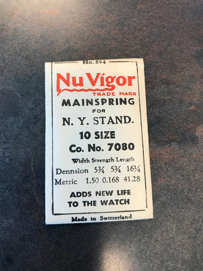 NuVigor Mainspring #594 for NY Standard 10s No. 7080 - Steel