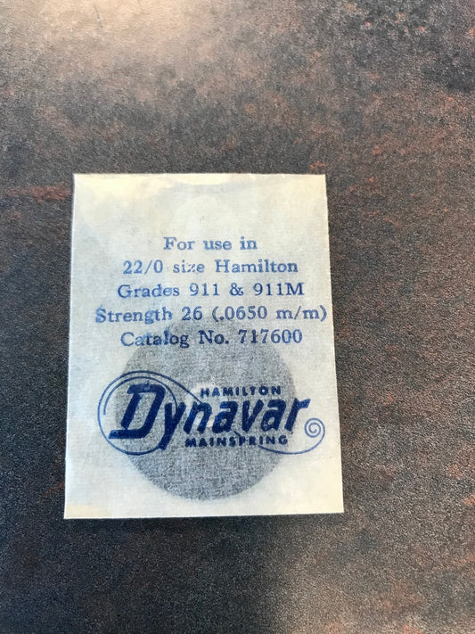 Hamilton Factory Dynavar Mainspring for 22/0s Hamilton No. 717600- Alloy