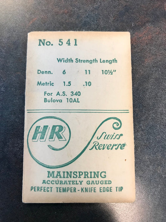 HR Mainspring No. 541 for AS 340, 689 & Bulova 10AL - Steel