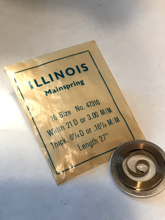 Illinois Factory Mainspring #47310 for 16s 60hr Railroad Watches - Steel