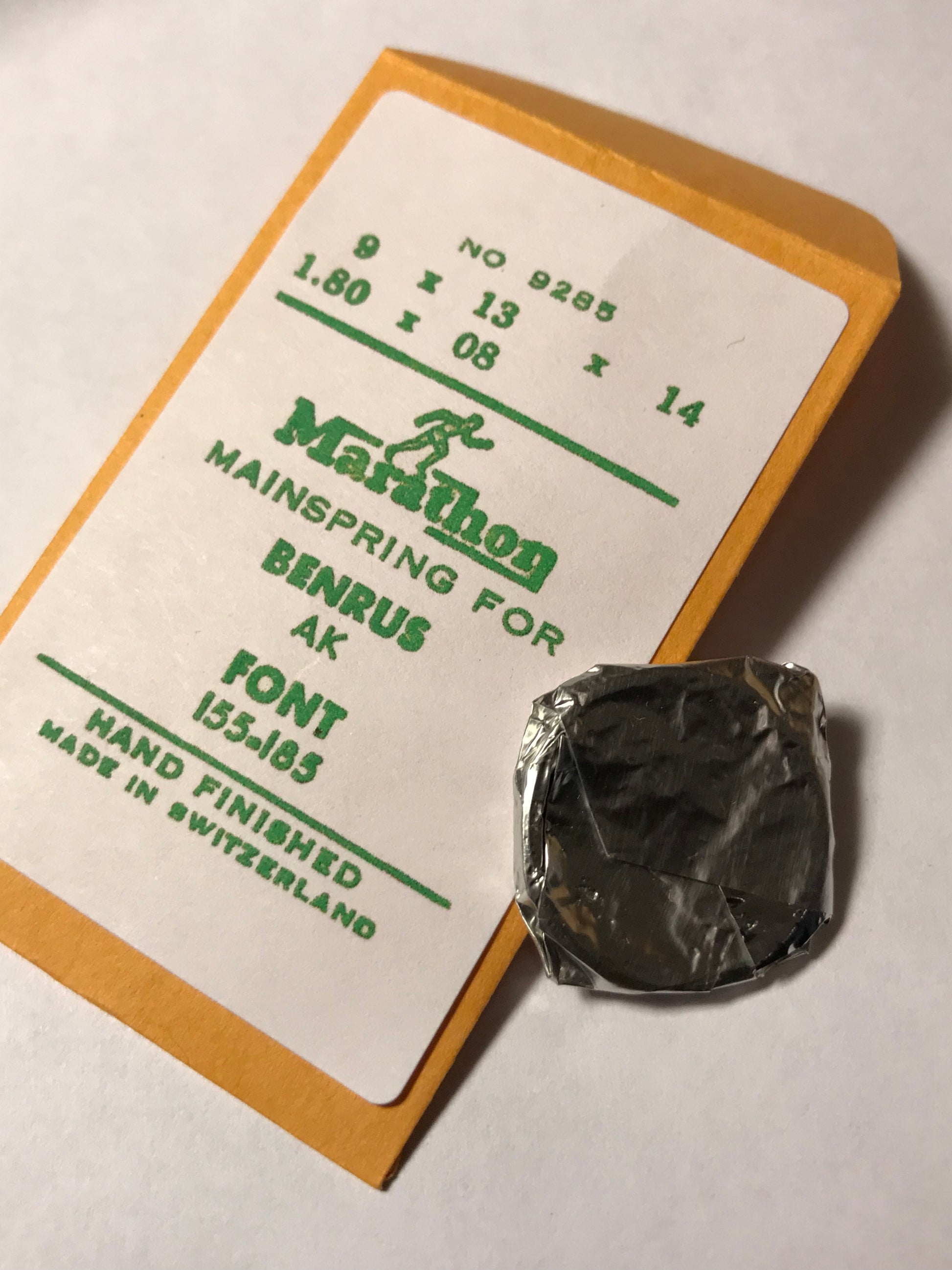 Marathon Mainspring #9285 for Benrus AK & Font 155 & 185 - Steel