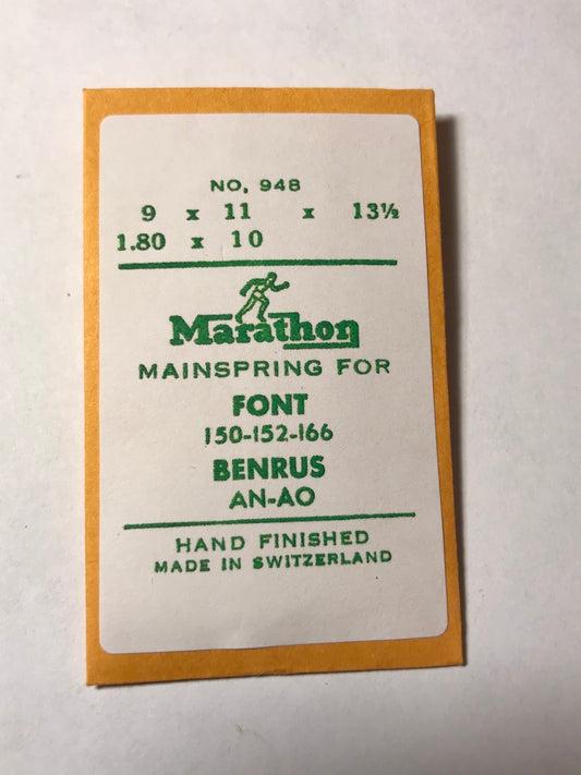 Marathon Mainspring #948 for Benrus AN & AO & Font 150, 152, 166 - Steel
