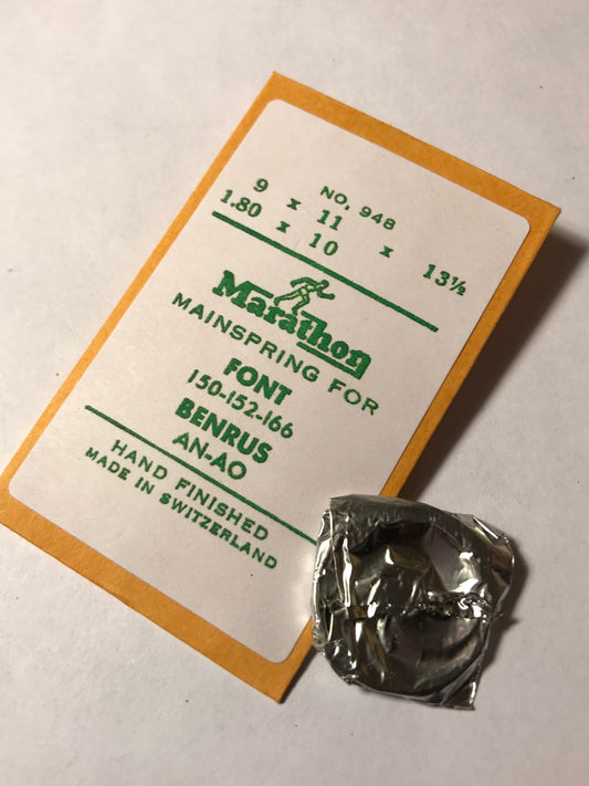Marathon Mainspring #948 for Benrus AN & AO & Font 150, 152, 166 - Steel