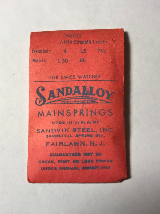 Sandsteel Sandalloy Mainspring S4163 for A.S. 1017, 1042, Rolex 90 +many more