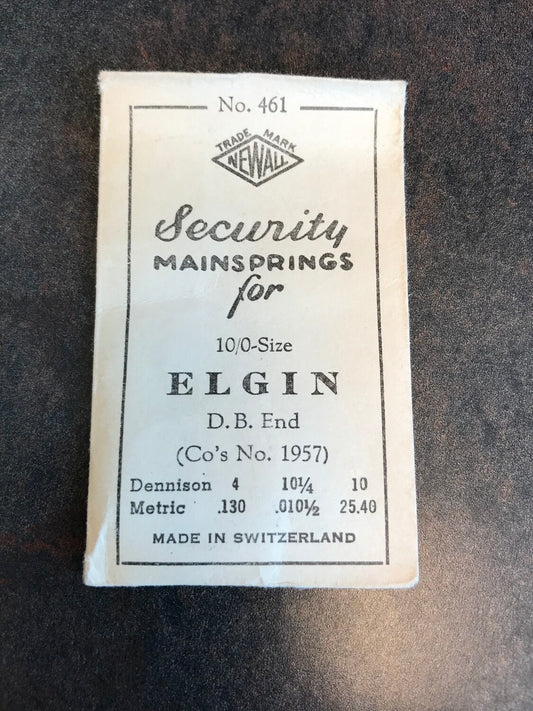 Newall Security Mainspring #461 for Elgin for 10/0s & 18/0s No. 1957 - Steel