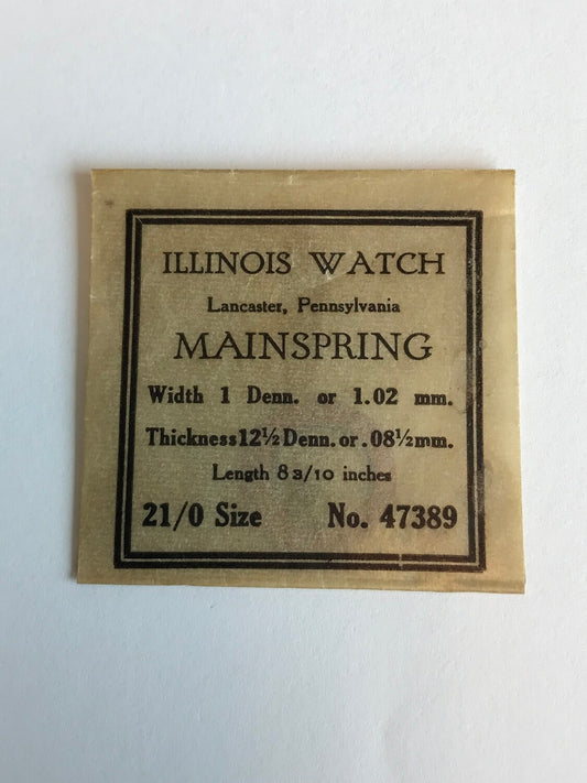 Illinois Factory Mainspring for 21/0s No. 47389 - Steel