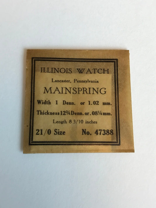 Illinois Factory Mainspring for 21/0s No. 47388 - Steel