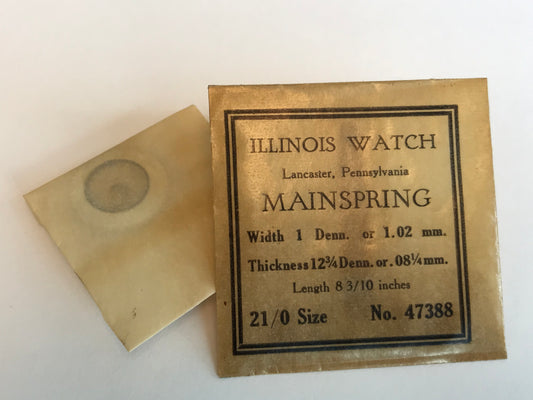 Illinois Factory Mainspring for 21/0s No. 47388 - Steel
