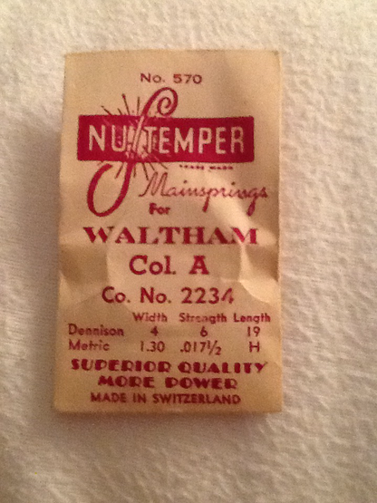 NuTemper Mainspring for Waltham 10s - 14s Colonial A. No. 2234 - Steel