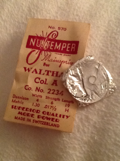 NuTemper Mainspring for Waltham 10s - 14s Colonial A. No. 2234 - Steel