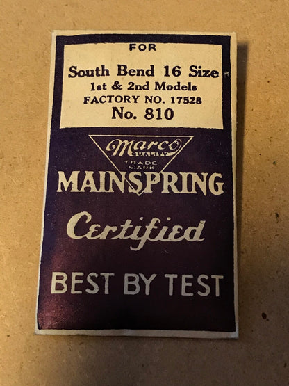Marco Mainspring #810 for 16s South Bend No. 17528 - Steel