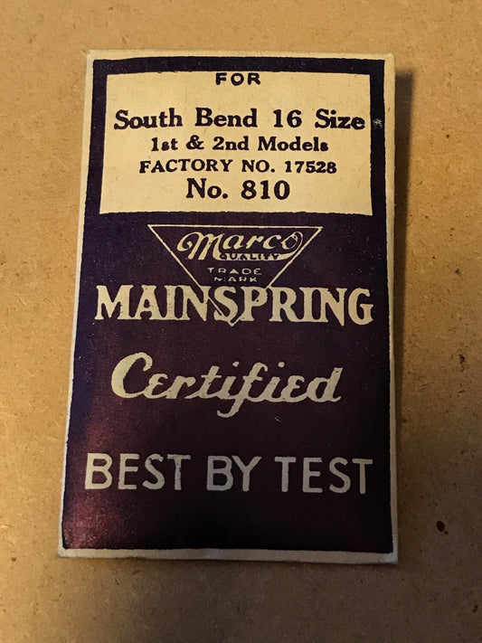 Marco Mainspring #810 for 16s South Bend No. 17528 - Steel