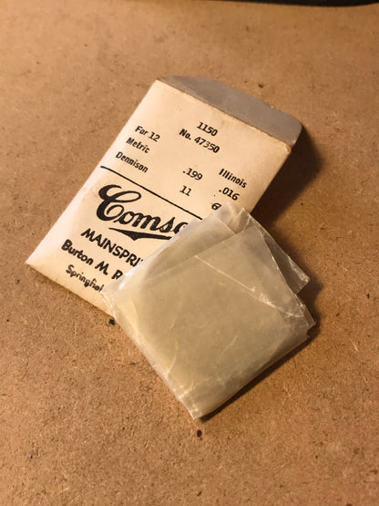 Comsco Mainspring #1150 for 12s Illinois Factory No 47350 - Steel