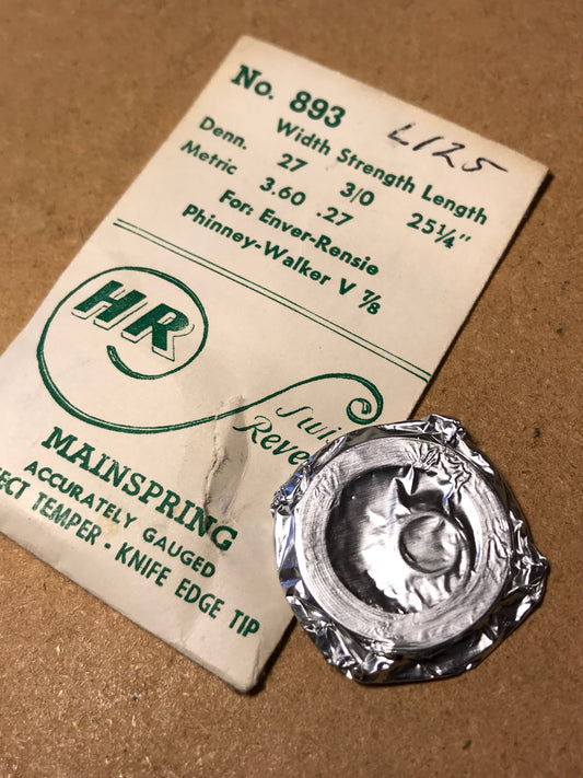 HR Mainspring No. 893 for Enver Rensie  & Phinney Walker Clocks - Steel