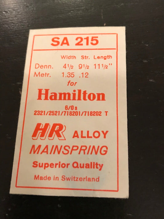 HR Mainspring SA215 for 6/0 Hamilton #2321 / 2521 / 718201 / 718202 - Alloy