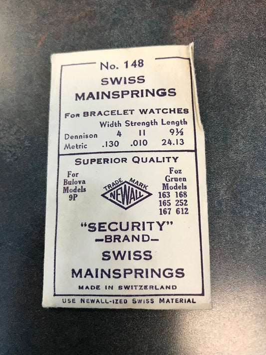 NEWALL Security Mainspring #148 for Bulova 9P & Gruen 252, 612 - Steel