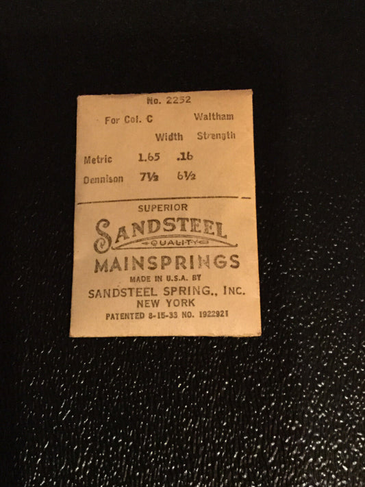 Sandsteel Mainspring for Waltham 12s Colonial “C” No. 2252 - Steel