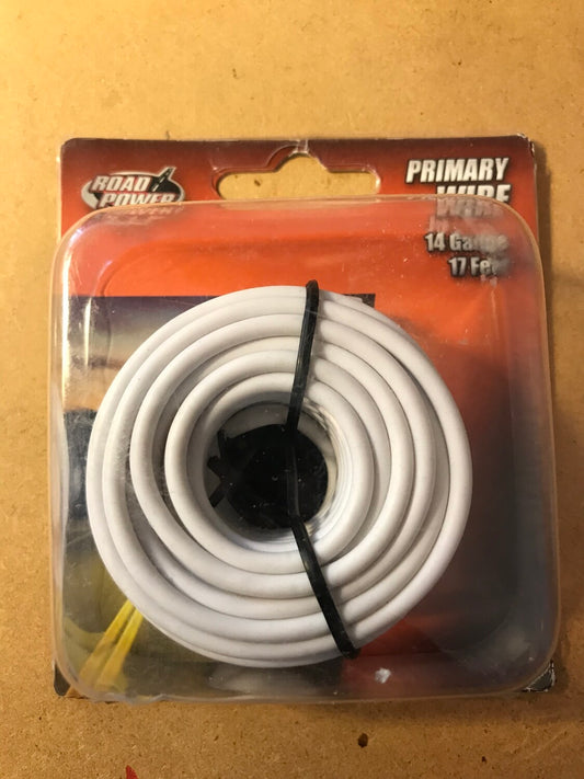 14 GA 17 Foot Primary Wire in WHITE by Coleman Cable - New in packaging