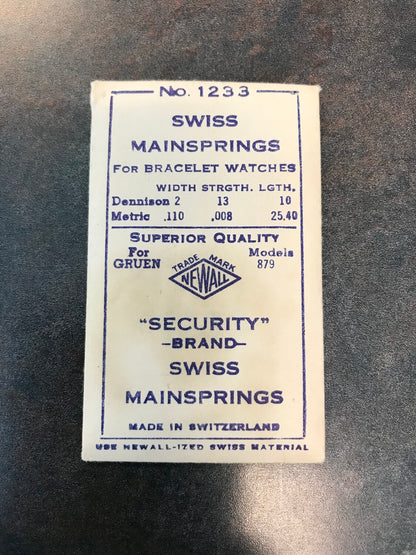 Newall Security Mainspring #1233 for Gruen caliber 879 - Steel