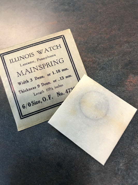 Illinois Factory Mainspring #47364 for 6/0s Open Face movements - Steel
