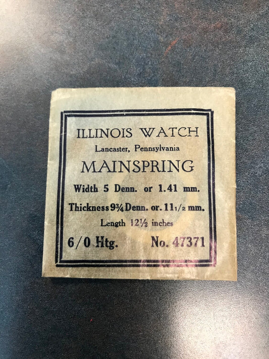Illinois Factory Mainspring #47371 for 6/0s hunting movements - Steel