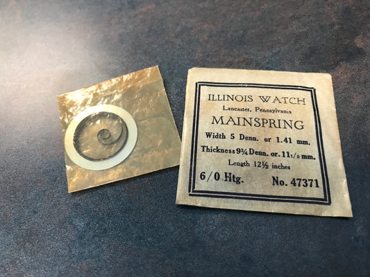 Illinois Factory Mainspring #47371 for 6/0s hunting movements - Steel
