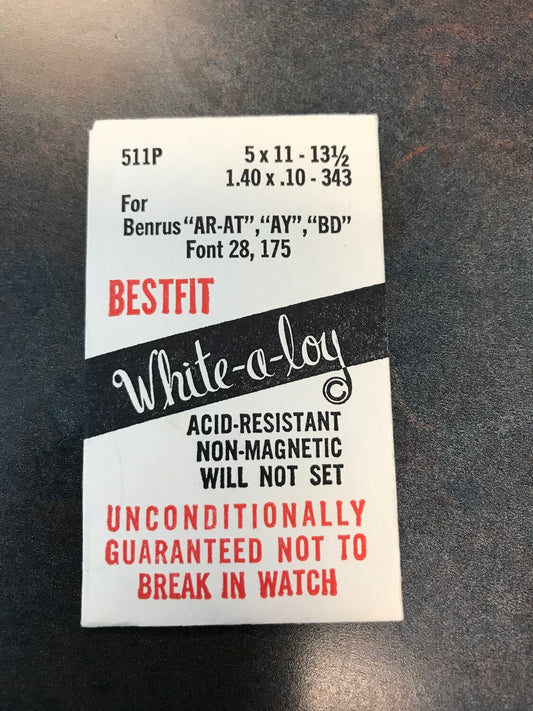 BESTFIT Mainspring 511P for Benrus AR, AT, AY, BD, ETA 765, 766, etc - Alloy