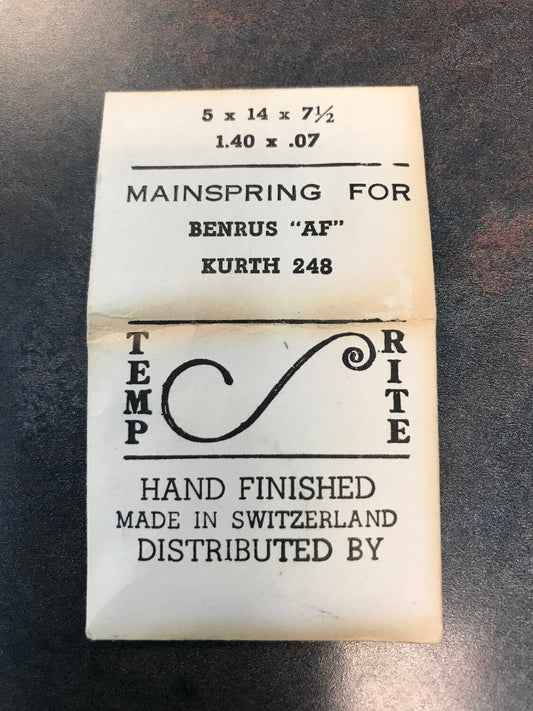 TEMP-RITE Mainspring for Kurth 248 - Steel