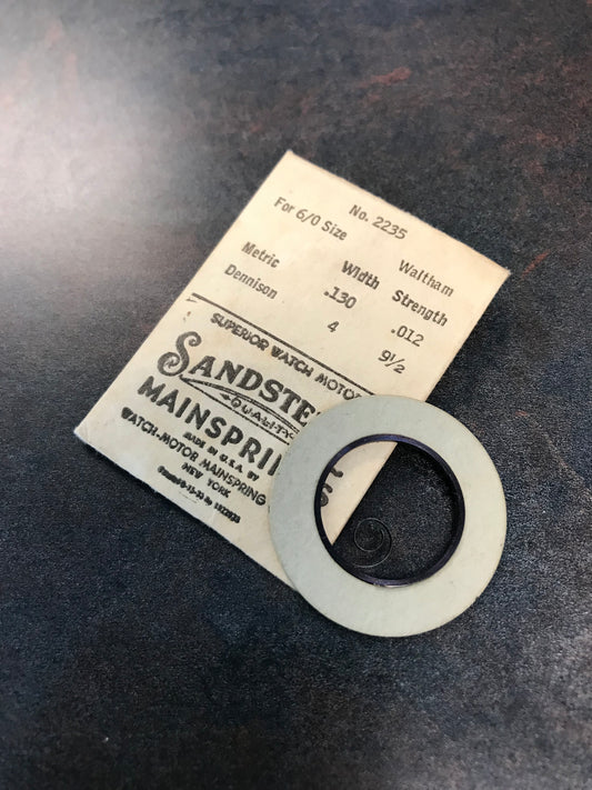 Sandsteel Mainspring - Waltham 6/0s Jewel Series 1912 Factory No. 2235 - Steel