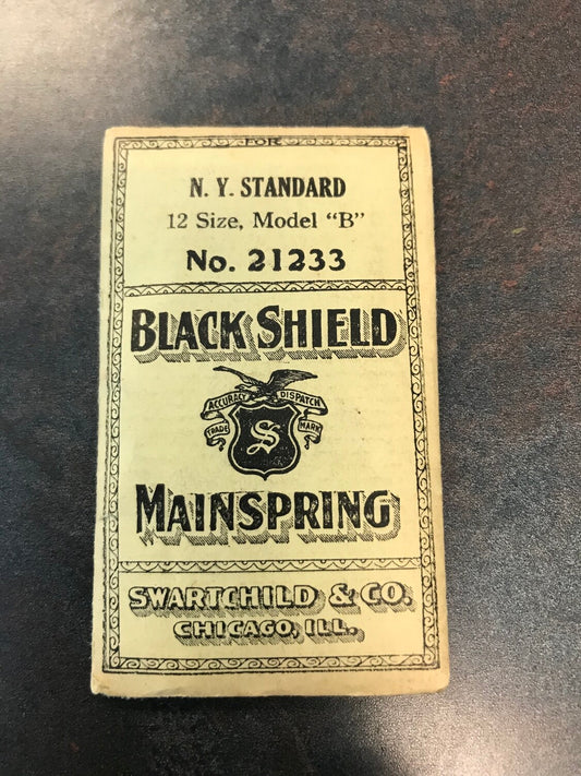 Swartchild Black Shield Mainspring for 12s N.Y. Standard No. 4144 - Steel