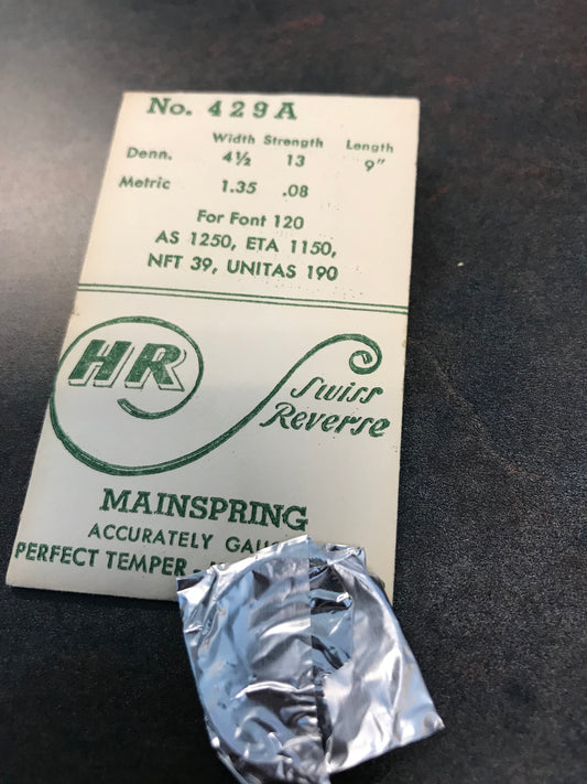HR Mainspring No. 429A for ETA 1150, Font 120, NFT 39, Unitas 190 - Steel